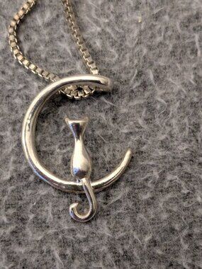 New! Cat on the Moon Necklace Pendant